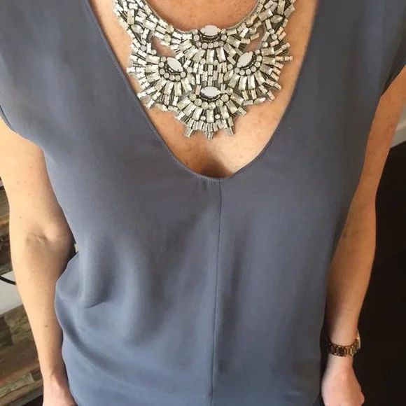 Stella & Dot Gala Silver Statement Necklace - Picture 4 of 5